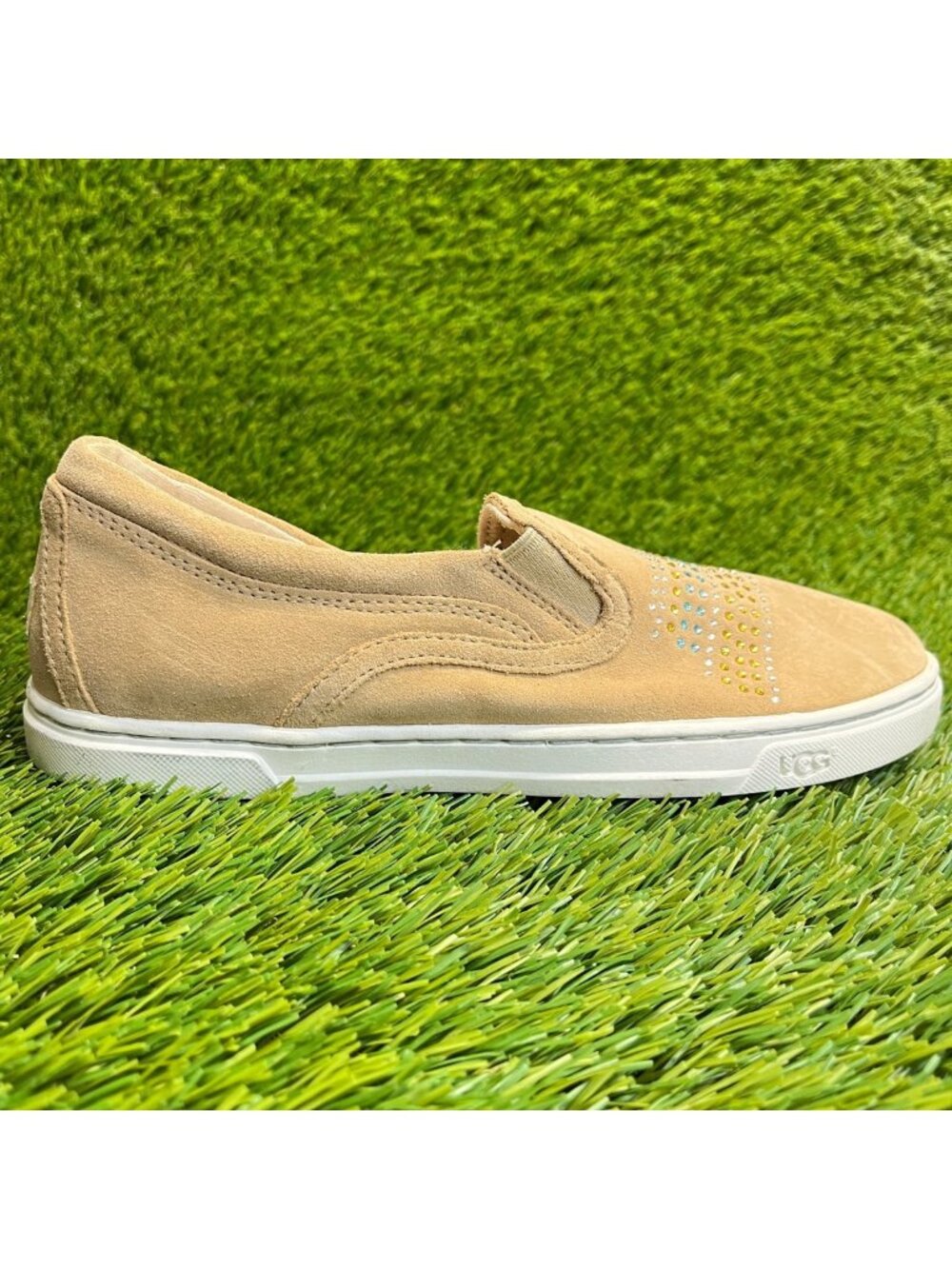 UGG Adley Womens Size 7 Brown White Casual Walking Slip On Suede Loafers Shoes